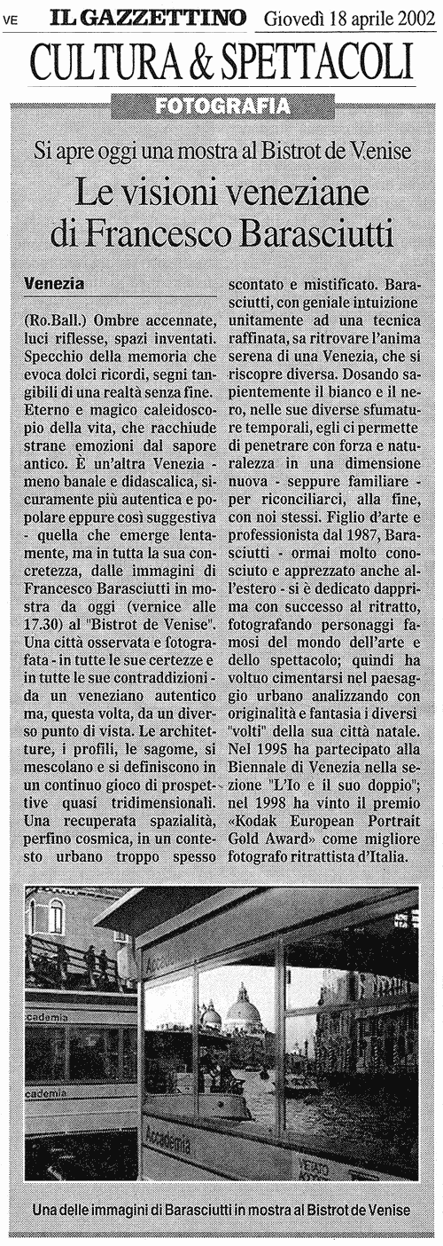 Roberto Ballarin per Il Gazzettino di Venezia 18-04-2002